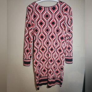 Michael Kors Geometric PrintedJersey Dress Blue/Red/Salmon/ Xs